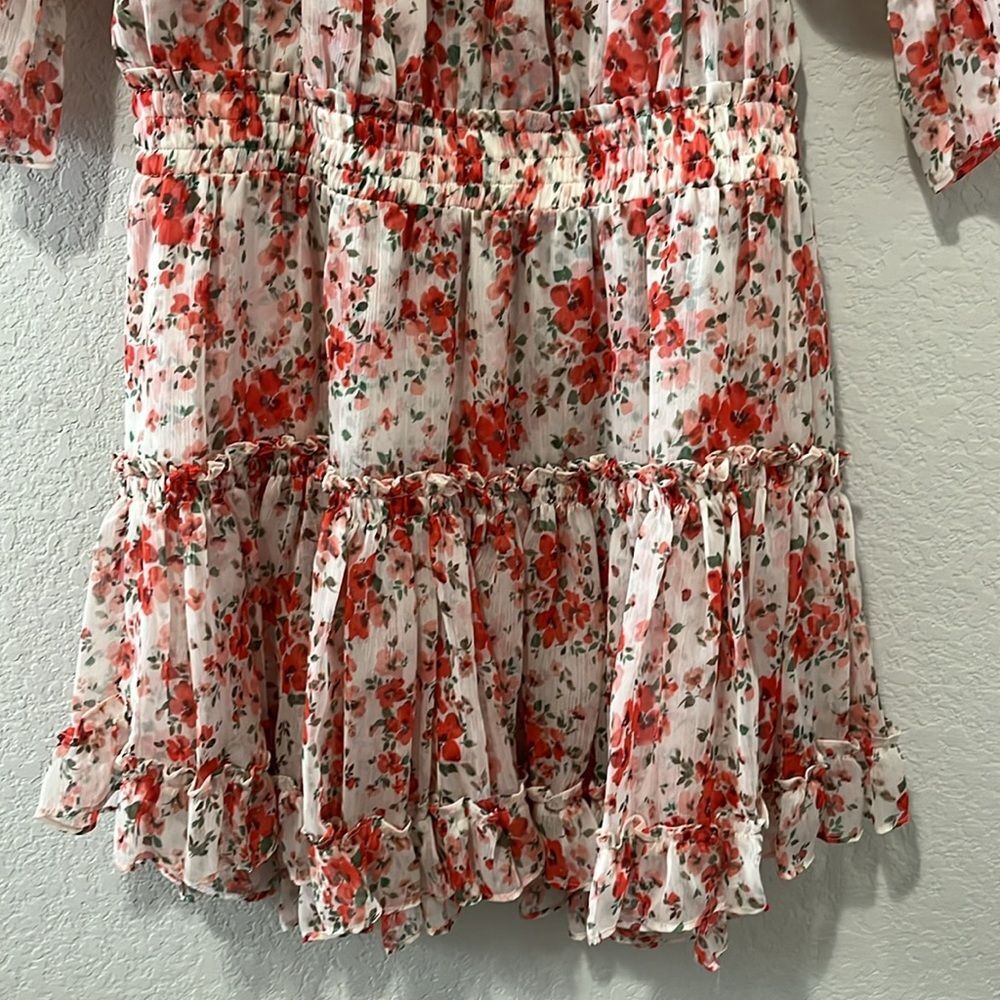 MISA Darla Poppy Print Off Shoulder Mini Dress, Size M - Picture 4 of 10